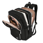 Swissdigital - Sac à dos noir platine KATY ROSE avec localisateur SDD-PORT DE CHARGE USB INTÉGRÉ - Équipé d'un port de charge USB avec conception de câble intégré, offrant un accès rapide pour charger vos appareils électroniques tels que smartphones, tablettes, Kindles et tous les autres appareils USB en déplacement tout en les utilisant en même temps.