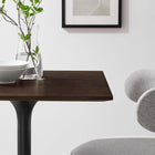 Modway - Lippa 24 po Carré Bois Table à manger, Noyer cerisier noir-Socle en métal noir résistant aux éclats