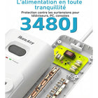 Huntkey - Parasurtenseur multiprise avec 12 prises et 3 ports USB (2 USB-A et 1 USB-C à charge rapide 20 W), cordon de 6 pi avec fiche plate - blanc, paquet de 2-7