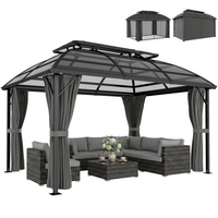 Outsunny - Pavillon de patio 13 pi l x 10 pi L - pavillon d’extérieur à double toit pour pelouse - noir-Surface de 12㎡ adaptée aux activités et événements en extérieur