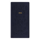 Letts - 2026 Agenda hebdomadaire Woodland - 6-7/8 po x 3-1/8 po - Navy - Multilingue- Style d’intérieur intemporel avec une semaine sur deux pages