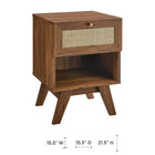 Modway - Soma 1-Tiroir Table de chevet, Noyer-Tissage naturel en rotin