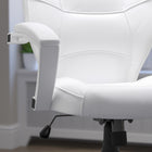 Flash Furniture - Fauteuil de direction mi-dossier, accoudoirs fixes, blanc-Soutien lombaire intégré