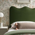 Modway - Athena Velours de performance résistant aux taches Tête de lit jumelée, Vert mousse-Cadre en mélange de bois