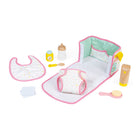 Janod - Ensemble de jouets pour chambre d'enfant et table à langer-Livré avec 9 accessoires comme un bavoir, une couche et une brosse.