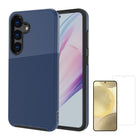 AXS - PROTech Plus etui mince anti-choc avec double couches pour Samsung Galaxy S25, avec protecteur d'écran - Bleu Astral-PROTech Plus - Résistant aux chutes jusqu’a 10 pieds