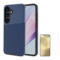 AXS - PROTech Plus etui mince anti-choc avec double couches pour Samsung Galaxy S25, avec protecteur d'écran - Bleu Astral-PROTech Plus - Résistant aux chutes jusqu’a 10 pieds