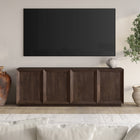 Hudson&Canal - Meuble TV rectangulaire Morse pour téléviseurs jusqu'à 75 pouces, couleur aulne brun-Fabriqué en MDF robuste avec une finition brun aulne réalisée à la main
