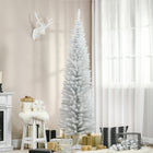 HOMCOM - Sapin de Noël artificiel 7' mince - décoration de fête - blanc-La base est détachable pour un rangement facile 