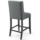 Modway - Baronet Bouton à touffe Tissu rembourré Tabouret de comptoir - Gris-Pieds en bois massif