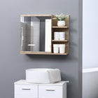 Kleankin - Armoire à pharmacie murale 23,5 po avec miroir - bois naturel-4 vis d’expansion à l’arrière garantissent que l’armoire est stable et solide 