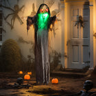 HOMCOM - Accessoire animatronique pour Halloween monstre vert à grande bouche-La tête tourne et les mains s'agitent lorsqu'elles sont activées 