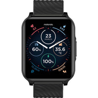 Motorola - Montre intelligente MotoWatch 70 - 48 x 36mm - avec moniteur de fréquence cardiaque - Noir-Le suivi dynamique de la santé utilise un accéléromètre, un gyroscope, un moniteur de fréquence cardiaque et un capteur SpO2 pour suivre vos pas, la distance, la course, l'altitude, les calories brûlées, la fréquence cardiaque et plus encore.