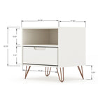 Manhattan Comfort - Rockefeller Table de Nuit 1 Tiroir Style Mid-Century Modern 51 cm - Blanc - Lot de 2-Comprend 1 étagère ouverte et 1 tiroir