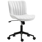 HOMCOM - Chaise d’ordinateur pivotante à 360-degrés sans accoudoirs - blanc crème-Tissu microfibre respirant et résistant avec mousse haute densité pour un confort frais