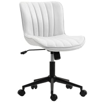 HOMCOM - Chaise d’ordinateur pivotante à 360-degrés sans accoudoirs - blanc crème-Tissu microfibre respirant et résistant avec mousse haute densité pour un confort frais