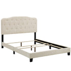 Modway - Amelia Tissu rembourré Lit King, Beige-Cadre de lit moderne avec tête de lit