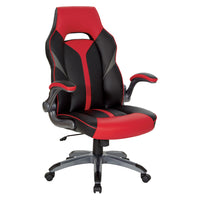 DESIGNlab By OSP - Chaise de jeu Orion - Accents rouges-Accoudoirs rembourrés rabattables