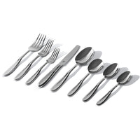 Table 12 - 26 pièces, pour 4 personnes - compatible lave-vaisselle-4 fourchettes de table, 4 couteaux de table, 4 cuillères à soupe, 4 fourchettes à salade, 4 cuillères à thé, 4 cuillères à soupe rondes, 1 fourchette de service, 1 cuillère de service