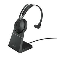 Jabra - Casque mono Evolve2 65 Link380A UC avec support - Noir-Type de casque ou microphone et utilisation : casque mono