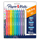 Paper Mate - Stylos brillants InkJoy Rétractable - pointe moyenne (0,7mm) - couleurs assorties - 10 unités-Stylos gel de spécialité avec une encre brillante qui ressort sur les papiers clairs et foncés