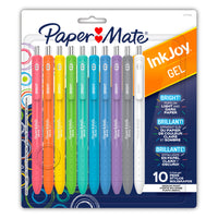 Paper Mate - Stylos brillants InkJoy Rétractable - pointe moyenne (0,7mm) - couleurs assorties - 10 unités-Stylos gel de spécialité avec une encre brillante qui ressort sur les papiers clairs et foncés