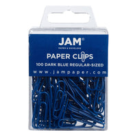 JAM Paper - Trombones standard colourés - 1 pouce - bleu foncé - paquet de 100-Couleur : bleu foncé