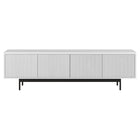 Hudson&Canal - Meuble TV Whitman pour téléviseurs jusqu'à 75" - Blanc-Comprend quatre portes avec des armoires de rangement à aire ouverte