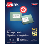 Avery - Étiquettes rectangulaires blaches, 1-1/2 po x 4 po, Paquet de 1400 (5159)-1-1/2po x 4po, blanche
