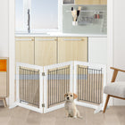 PawHut - Barrière pour animaux autoportante - pliable avec 2 pieds de support - blanc-Composé de trois panneaux, fixés ensemble avec des charnières solides 