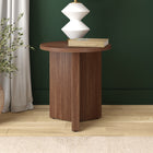 Hudson&Canal - Table d'appoint ronde Anders de 50 cm de largeur, , noyer satiné-Nettoyer avec un chiffon doux et sec, sans produits chimiques agressifs ni produits de nettoyage abrasifs