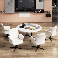 Homy Casa -  Chaise de bureau de conférence pivotante rembourrée avec accoudoirs - Beige-Dossier haut : Dossier rembourré offrant un bon soutien au quotidien