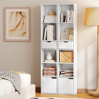 HOMCOM - Bibliothèque étroite haute à 6 niveaux avec tiroir et porte - blanc-Finition élégante effet bois blanc embossé qui sublime toute décoration intérieure moderne 