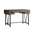 Monarch - Bureau - 48"L / Faux Bois Brun / Metal Noir-Bureau fini bois rustique couleur brun foncé avec base en métal noir au design attrayant