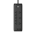 BlueDiamond - Parasurtenseur à 8 prises avec USB-C/USB-A - Cordon de 8' - Noir-Protection contre les surtensions supérieure : Protégez tous vos appareils contre les surtensions soudaines avec une protection de 2160 joules