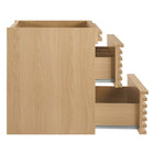 Modway - Render Support mural de 24" Armoire de toilette de salle de bain (lavabo non inclus) - Chêne-Tiroirs à extension complète