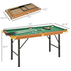 Soozier - Table de billard mini portable 55 po-Le plateau de jeu est recouvert d’un mélange de polaire et de téréthylène en vert Brunswick 