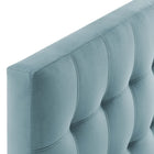 Modway - Lily Biscuit Touffé Performance Velvet Tête de lit jumelée, Bleu clair-Hauteur ajustable de 45 » à 52,5 »