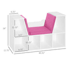 HOMCOM - Bibliothèque à 6 casiers avec coussin de siège - rose-2 étagères supérieures vous offrent un espace supplémentaire pour une lampe ou des horloges 