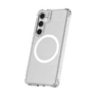 TUFF8 - Samsung Galaxy S25 - Étui robuste Qi2 - transparent-Protection de l'écran et de l'appareil photo : Conçu avec un rebord surélevé pour l'objectif et le cadre de l'écran afin de protéger l'appareil photo, le flash et l'écran contre les rayures lorsqu'ils sont placés face vers le bas