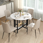 HOMCOM - Table à manger pliante à abattant sur roulettes avec étagère de rangement ouverte pour 4-6 personnes - marbre blanc-L'étagère ouverte offre un espace de rangement pratique pour les ustensiles de cuisine ou de salle à manger 