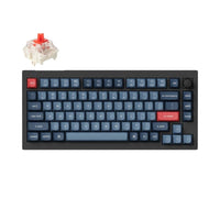 Keychron - V1 Max RGB Wireless Mechanical Keyboard - Red Switch - 75% Layout with Knob - Carbon Black-Connectivité exceptionnelle : Passez sans effort d'un appareil à l'autre avec la connexion sans fil 2,4 GHz ou Bluetooth 5.1, offrant des temps de réponse rapides et des capacités multitâches sur votre ordinateur, téléphone et tablette.