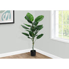 Monarch Specialties - Plante Artificielle - 54 po H - Arbre De Dieffenbachia - En Pot - Touche Réelle - Feuilles Vertes - Pot Noir-18 feuilles vert émeraude réglables au toucher réel créent une apparence réaliste