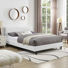 Modway - Anya Tissu Lit Queen, Blanc-Système de support en bois de peuplier à lattes