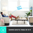 Logitech - Clavier tactile sans fil K400 Plus - noir - anglais-Conçu avec un contrôle décontracté, ce clavier TV sans fil est fiable avec pile longue durée jusqu'à 18 mois(2), incluant un bouton marche/arrêt pour l'aider à durer plus longtemps