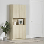 South Shore - Liora - Bibliothèque 4 portes et rangement ouvert modulaire- Chêne blanchi-Modulable : Personnalisez votre espace avec 2 tablettes ajustables, permettant de multiples configurations selon vos besoins de rangement.