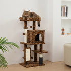 PawHut - Arbre à chat 41 po avec poteaux à griffer, lit pour chat, condo - motif léopard-Les poteaux à griffer empêchent d'endommager les meubles  
