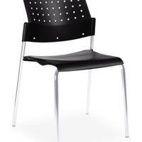 Global - Chaise empilable Sonic, nocturne avec un bâti chromé-Chaise empilable