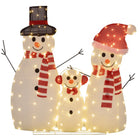 Outsunny - Lot de 3 bonhommes de neige de Noël avec lumières LED - Blanc-Famille de bonhommes de neige en trois parties avec un sourire éclatant et les bras ouverts pour accueillir Noël  