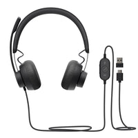 Logitech Zone 750 Casque Filaire On-Ear avec micro anti-bruit avancé-Micro anti-bruit avancé assure un son clair lors des appels et visioconférences, même dans un lieu de travail chargé ; utilisez Logi Tune pour contrôler le signal et régler le volume de la voix